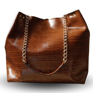 Cartera Amapola Croco Tabaco
