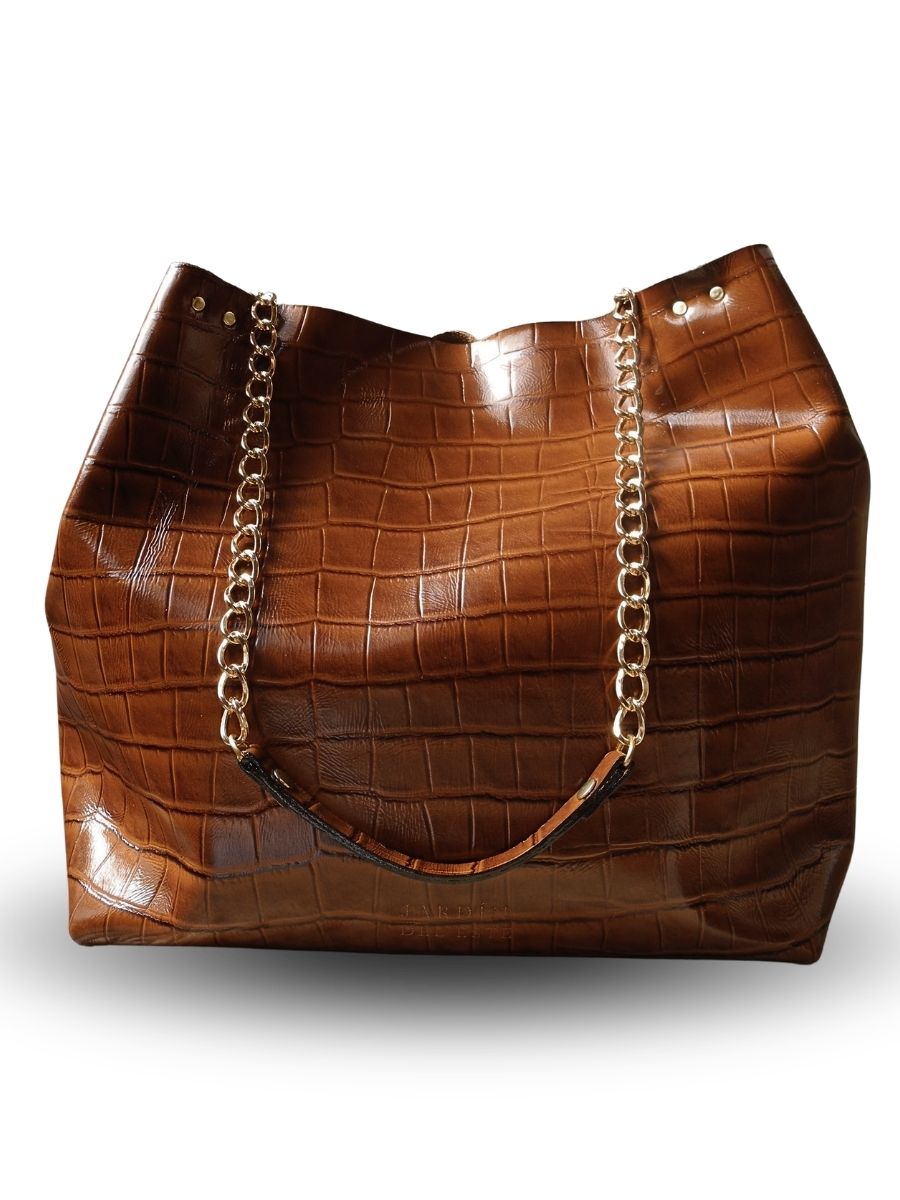 Cartera Amapola Croco Tabaco